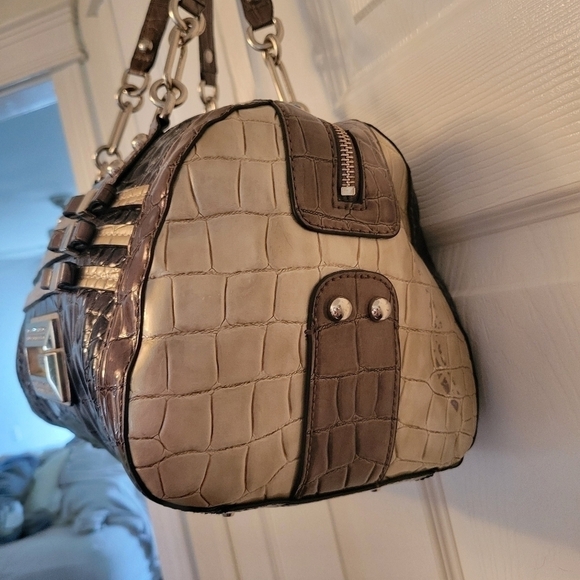 Vintage Guess Handbag Y2K Faux Leather Bling Gold Silver Purse Satchel Bag Retro - Picture 10 of 13